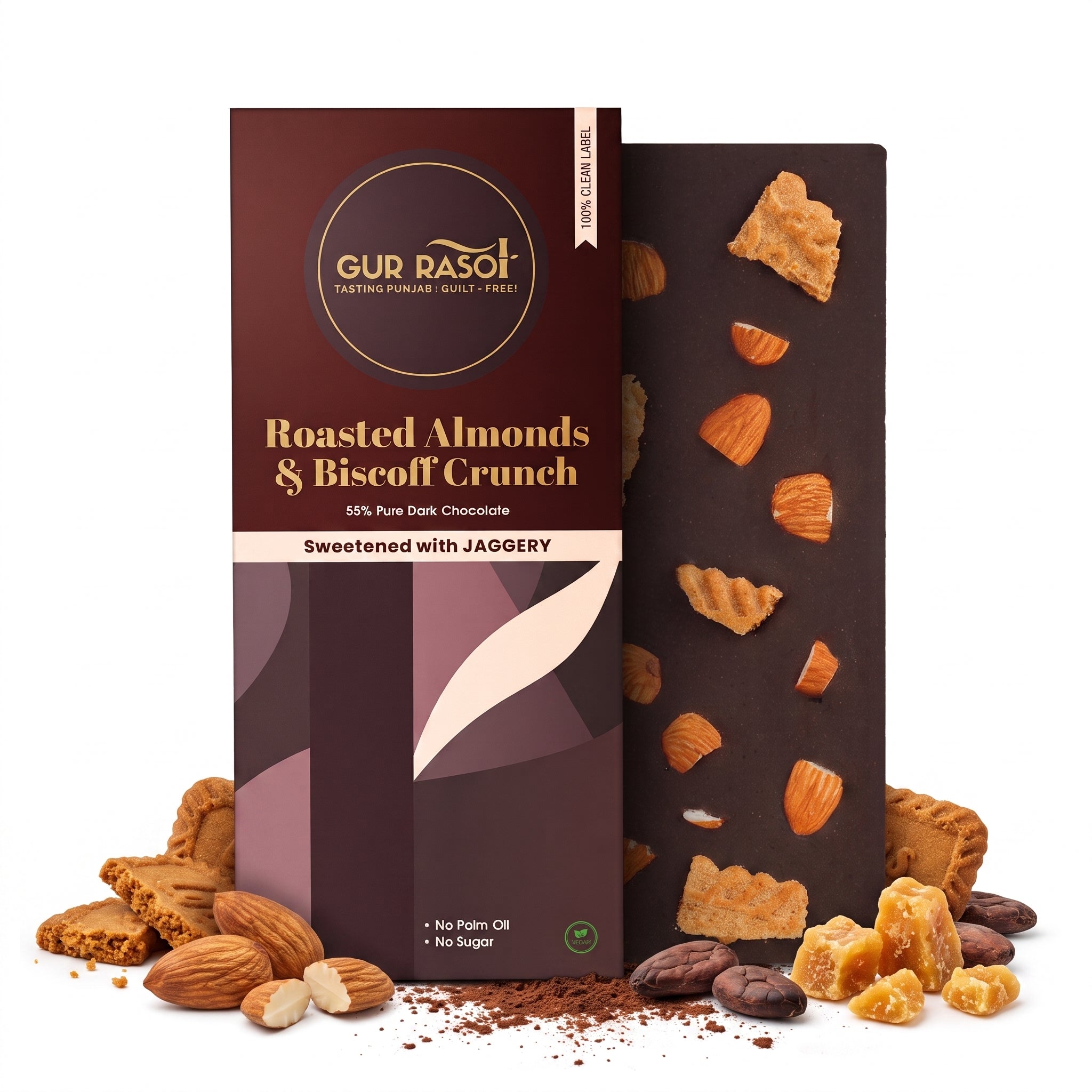 Roasted Almonds & Biscoff Crunch Dark Chocolate