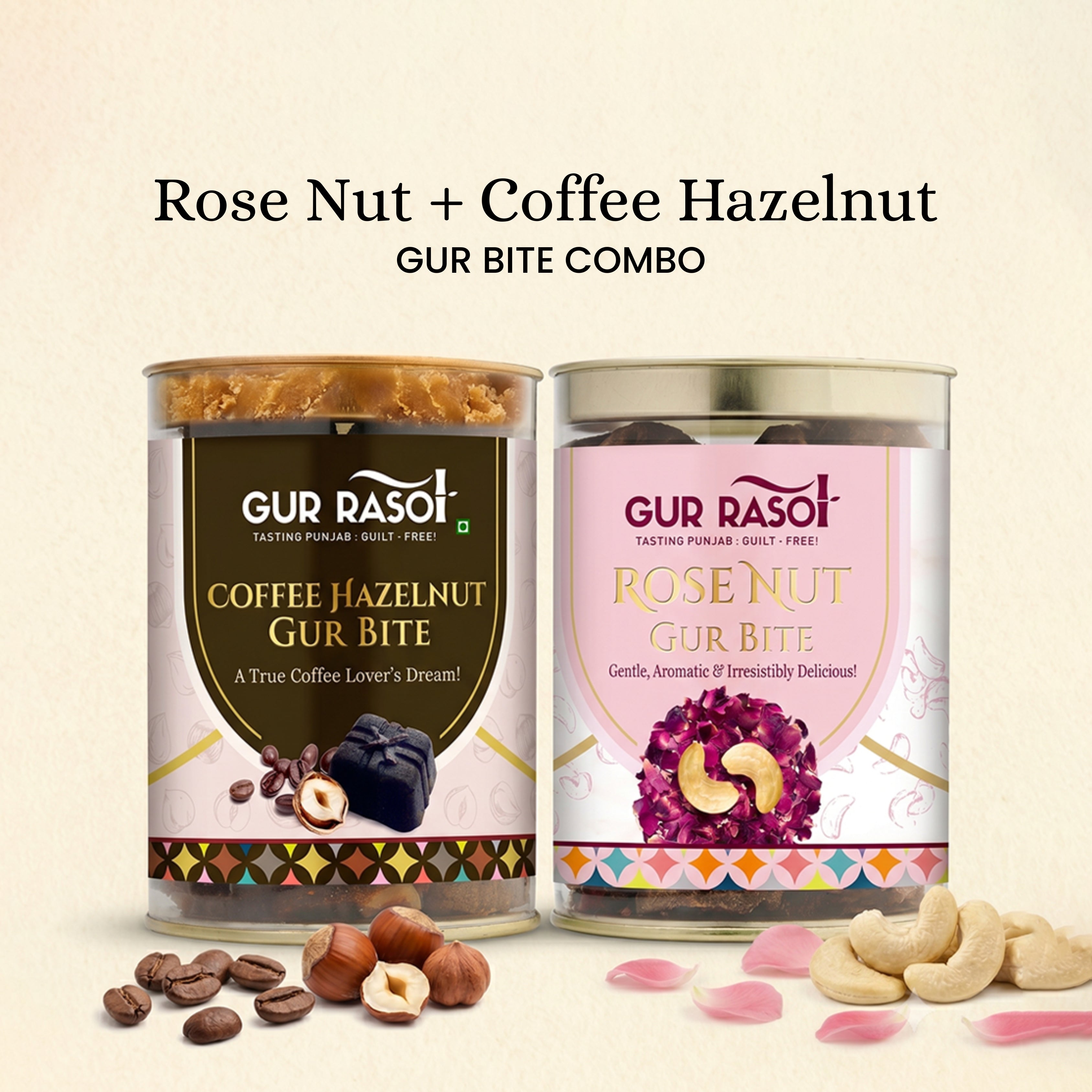 Top Picked combo -  Rose Nut Gur Bite & Coffee Hazelnut Gur Bite