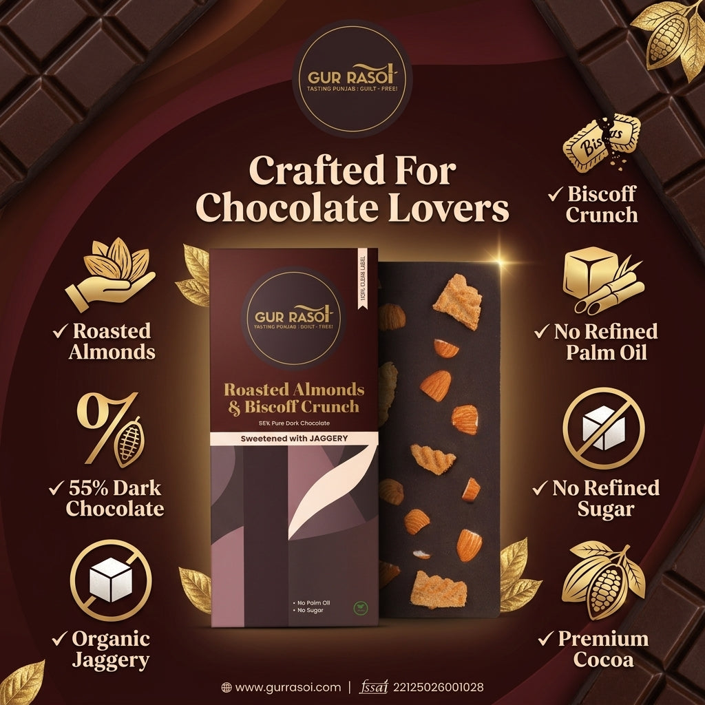Roasted Almonds & Biscoff Crunch Dark Chocolate
